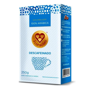 Cafe 3 Corações 250g Descafeinado 
