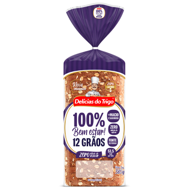 Pão Integral Delicias do Trigo 12 Graos Zero 100% Integral 380g