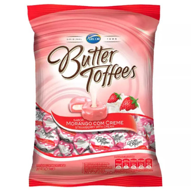 Bala Arcor Butter Toff Morango 100G