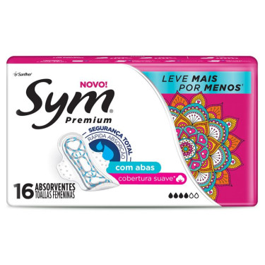 Absorvente Premium Suave C/Abas Mais Por Menos Sym 16un