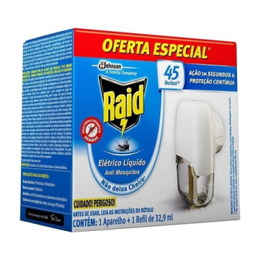 Inseticida Raid Elétrico 32,9Ml 45 Noites Aparelho e Refil