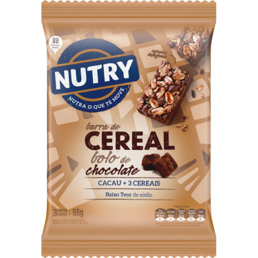 Cereal Barra Nutry 66g Bolo Chocolate