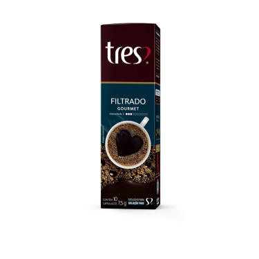 Capsula Cafe 3 Corações 10x7,5g Gourmet Filtrado 