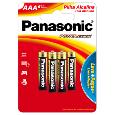 Pilha Alc.Aaa Pal.Panasonic 6un.Pgmenos