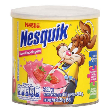 Achocolatado Nesquik 380G Morango Lata 