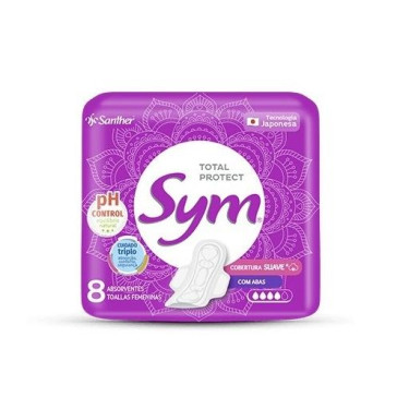 Absorvete Sym com Abas 360º Cobertura Suave 8Unid