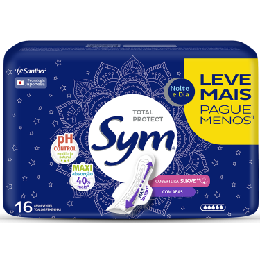 Absorvente Sym Noite Dia Suave Com Abas Leve 16 Pague 14 Anp16