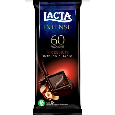 Chocolate Lacta Intense 60% Cacau Mix Nuts 85g