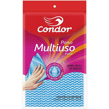 Pano Multiuso Folha Condor 5Unid Azul