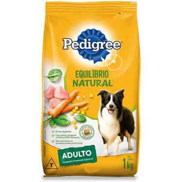 Ração pedigree Adulto Equilíbrio natural Raças medias e Grandes 1KG