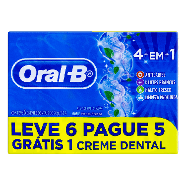 Pack Creme Dental Menta Fresca Oral-B Caixa 70G Cada Leve 6 Pague 5 Unidades