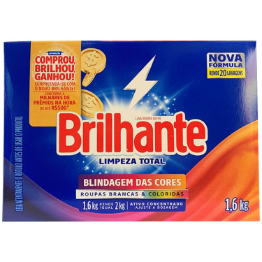 Sabão Po Brilhante Limpeza Total Cx 1,6kg