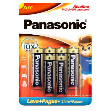 Pilha Alc.Aa Peq.Panasonic 6un.Pgmenos
