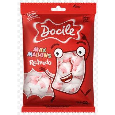 Maxmallows Docile Twist Recheado Rosa/Bco  220g