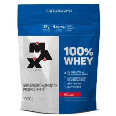 Whey 100%  Refil Morango Max Titanium 900g