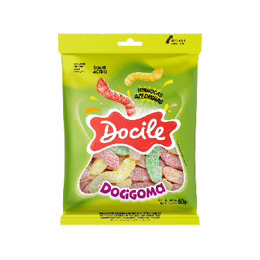 Bala Docigoma Minhocas Azedinhas Docile 145g