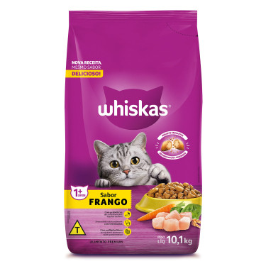 Ração Gatos Adultos Whiskas Frango 10,1 Kg