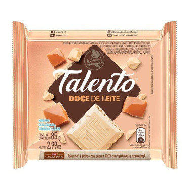 Chocolate Talento 85G Doce de Leite Branco