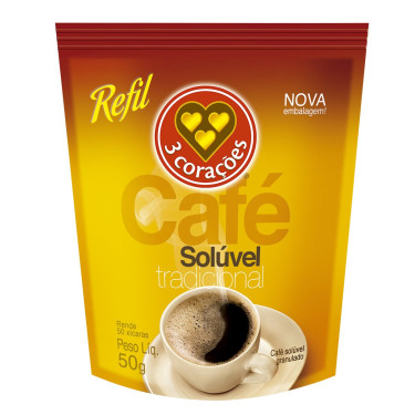 Café 3 Corações Solúvel 50g Sache