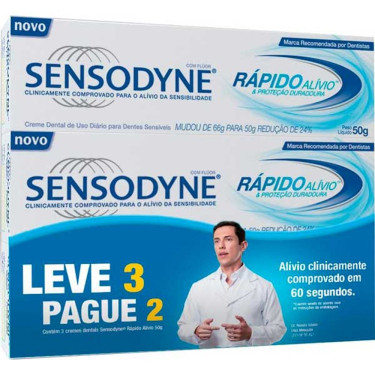 Creme Dental Sensodyne 50g Lv3 Pag2 Alivio Rapido
