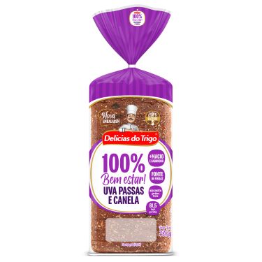 Pão Integral Delicias do Trigo Uva Passa e Canela100% Integral 380g