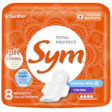 Absorvete Sym com Abas 360º Cobertura Seca 8Unid