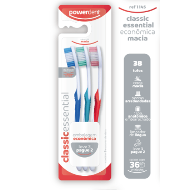 Escova Dental Classic Powerdent Lv3Pag2 Macia