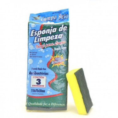 Esponja Dupla Face Louça Campo Belo 3un