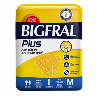 Fralda Descartavel Bigfral Plus M 9Unid