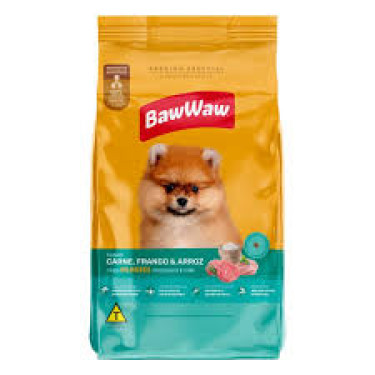 Ração Baw Waw Cão Filhote Raça Pequena Carne Frango e Arroz 900g