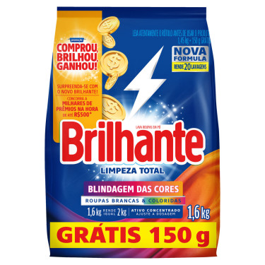 Sabão Po Brilhante Limpeza Total Lv1,6pg1,450kg Sc.