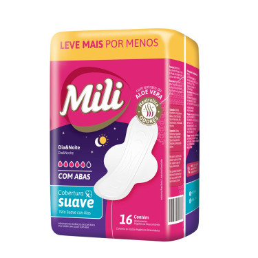 Absorvente Mili Dia&Noite Abas Suave 16 unidades