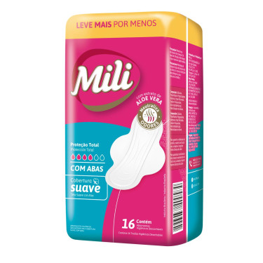 Absorvente Mili Proteçao Total Abas Suave 16 unidades