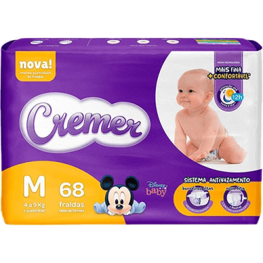 Fralda Descartável Cremer Hiper Magic Care M 68Unid