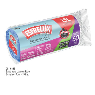 Saco Para Lixo Esfrelux Rolo 15L Econômico