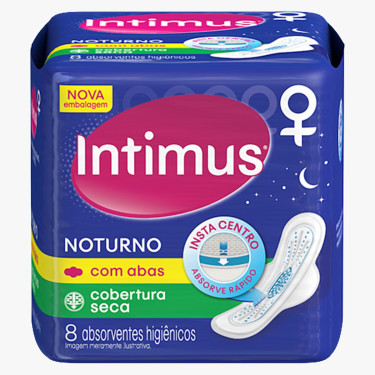 Absorvente Intimus Gel Noturno Seca Com Abas 8 Unidades