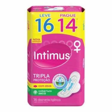 Absorvente Intimus Gel Tripla Proteção Seca Com Abas Lv16Pg 14 Unidades