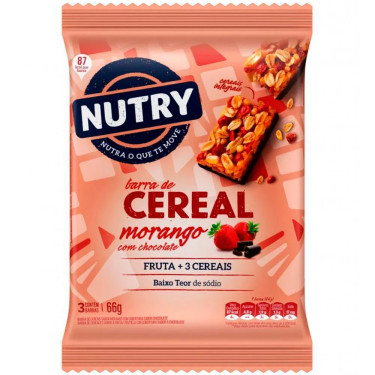 Barra Cereal Nutry 66G Morango Chocolate