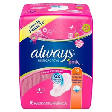 Absorvente Awalys Basico com Abas Pink Lv16Pg14