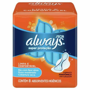 Absorvente Awalys Basico com Abas Super proteção Seca 8Unid