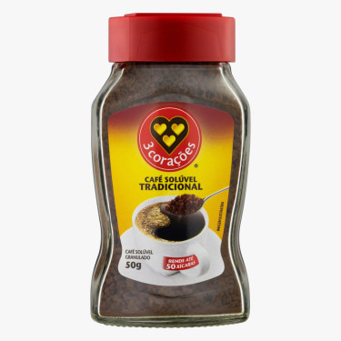 Cafe 3 Corações Solúvel 50g Vidro