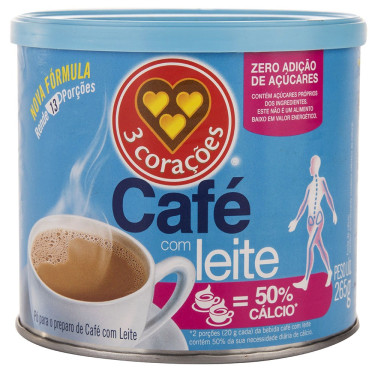 Cafe com Leite 3 Corações  Zero 265G