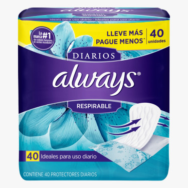 Absorvente Always Proteção Diaria Respirable 40unid
