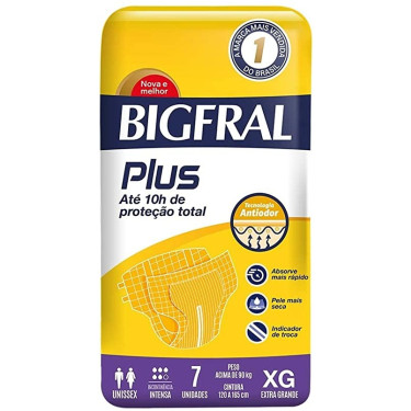 Fralda Descartavel Bigfral Plus XG 7 Unid