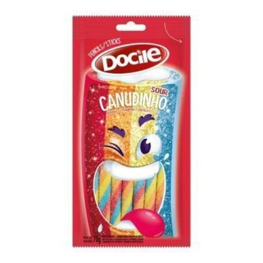 Bala Canudinho Color Morango Citrico Docile 70g
