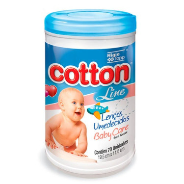 Lencos Umedecidos Cotton Line 70un Azul PT