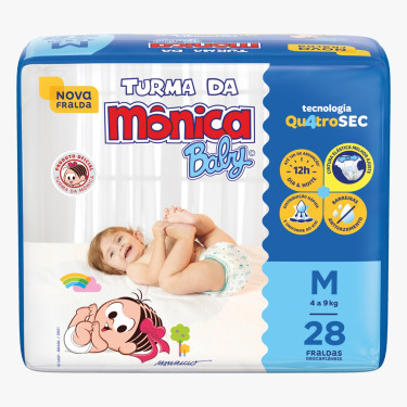 Fralda Descartável Jumbo Turma da Monica M 28 Unidades