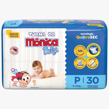 Fralda Descartável Jumbo Turma da Monica P 30 Unidades