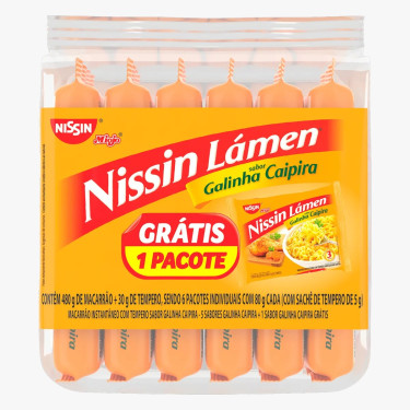 Macarrão Nissin Lamen Galinha Caipira 85G Leve 6 Pague 5