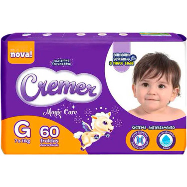 Fralda Descartável Cremer Hiper Magic Care G 60Unid 